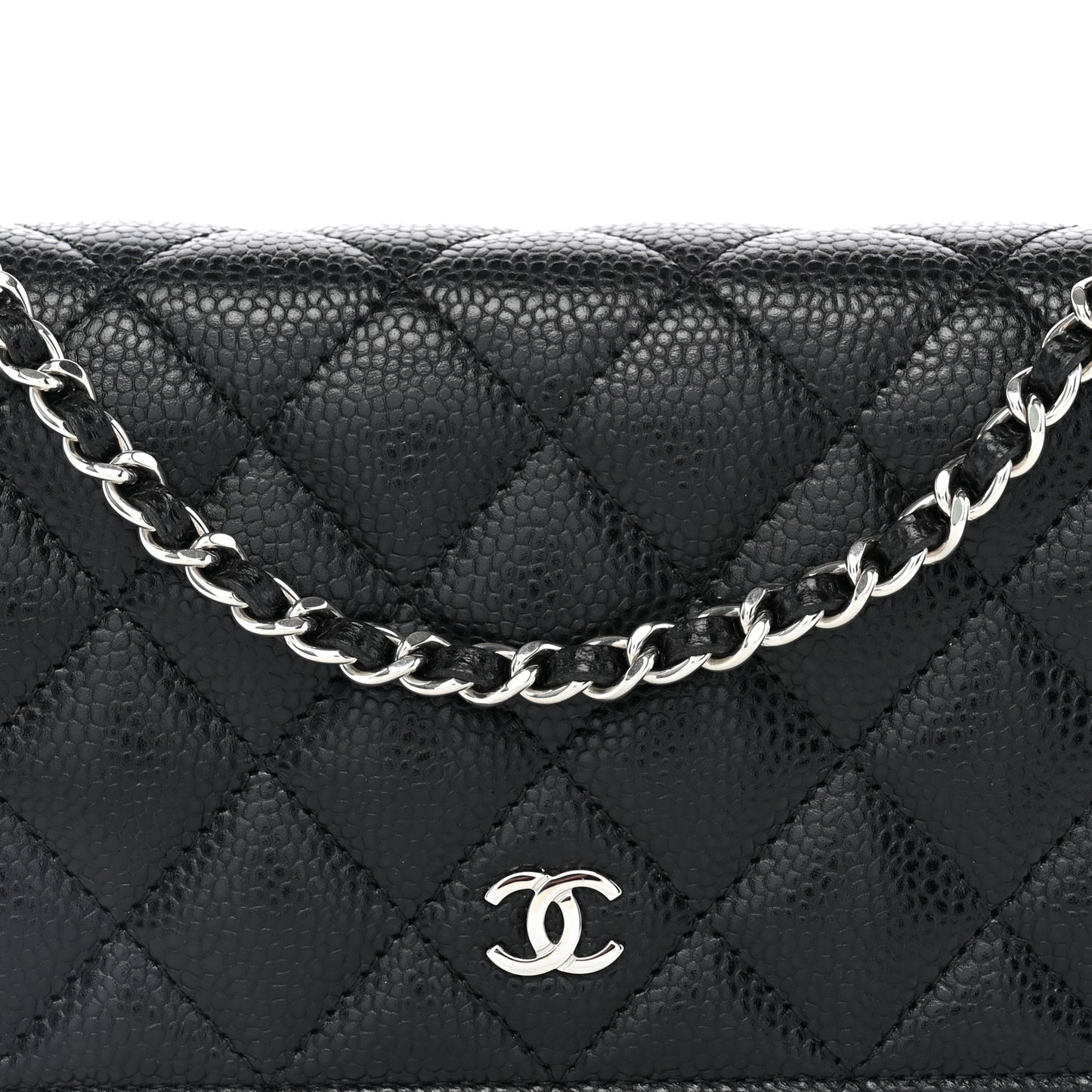 Caviar Quilted Wallet on Chain WOC Black
