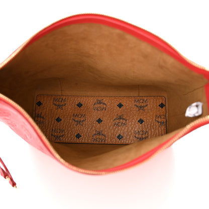 MCM Calfskin Ottomar Monogram Medium Klara Hobo Red 5 of 11