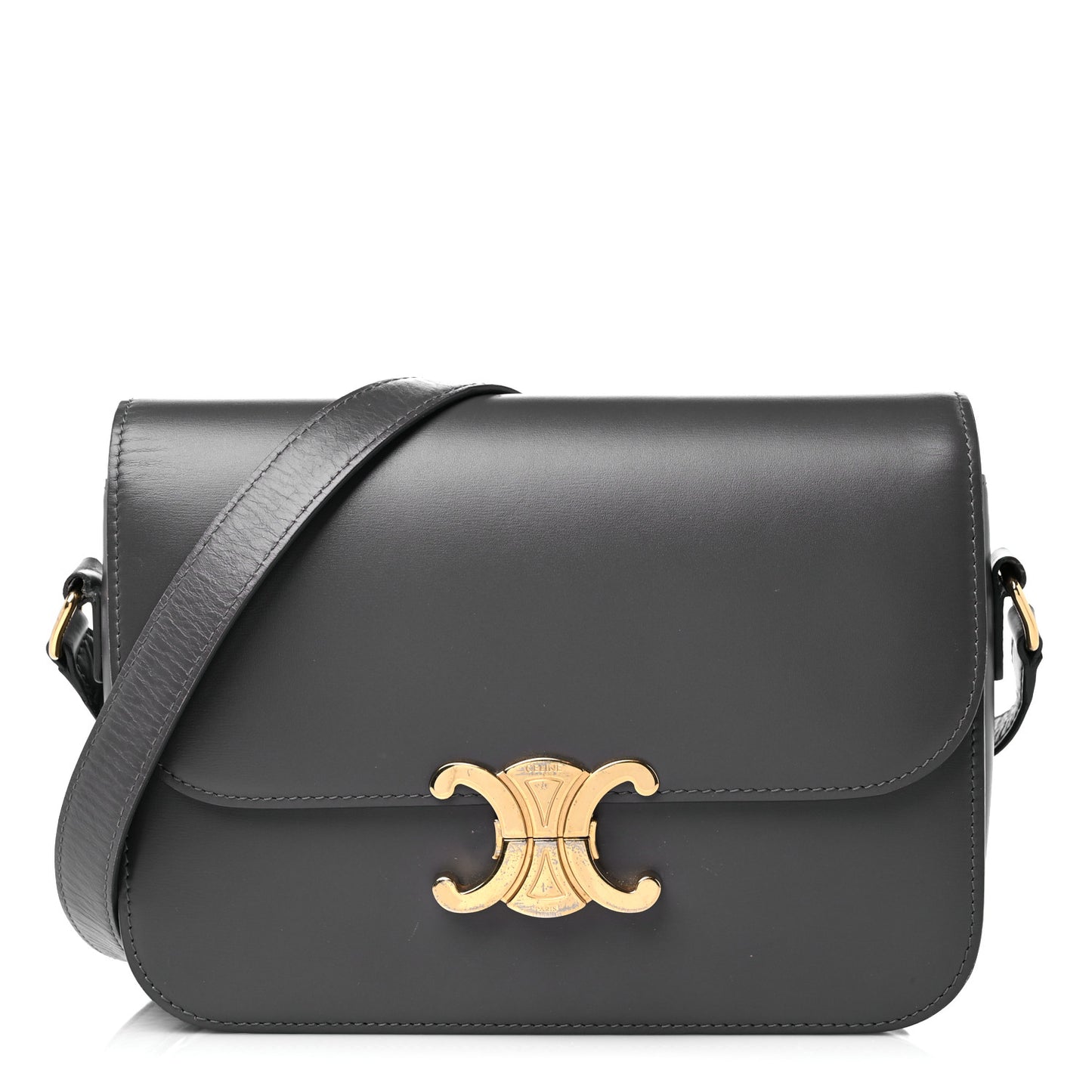 Shiny Calfskin Medium Triomphe Grey