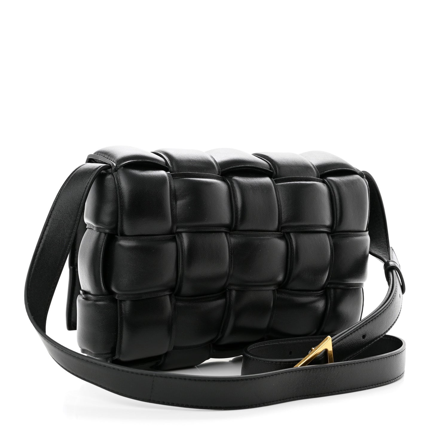 Nappa Maxi Intreccio Padded Cassette Crossbody Bag Black
