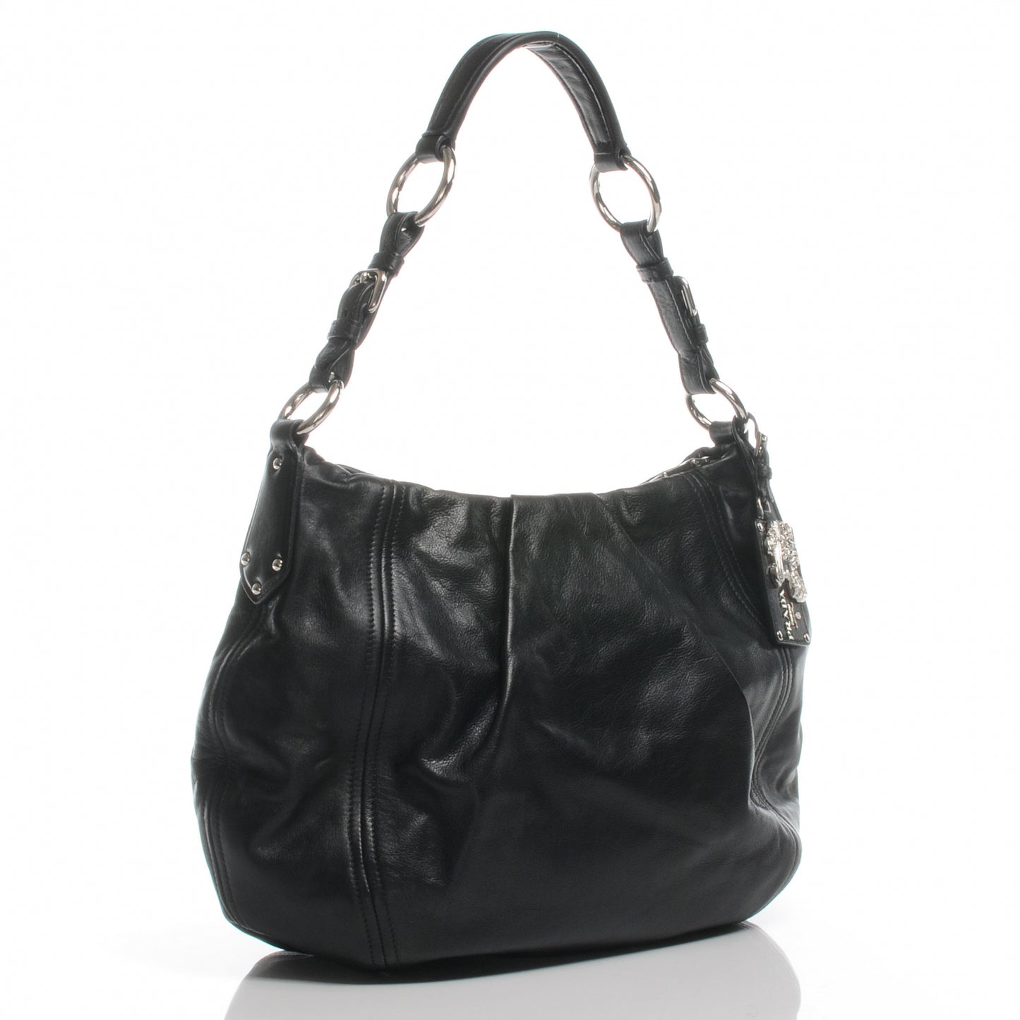 Soft Calf Pleated Hobo Nero Black