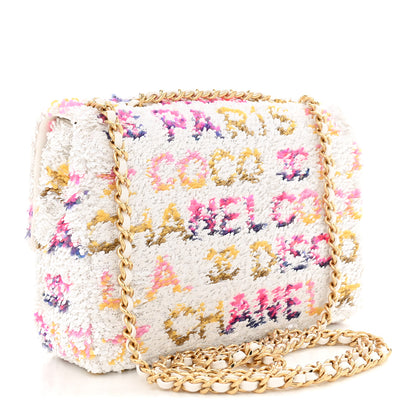 Chanel Sequin Logo CC Small Single Flap White Multicolor 3 of 11