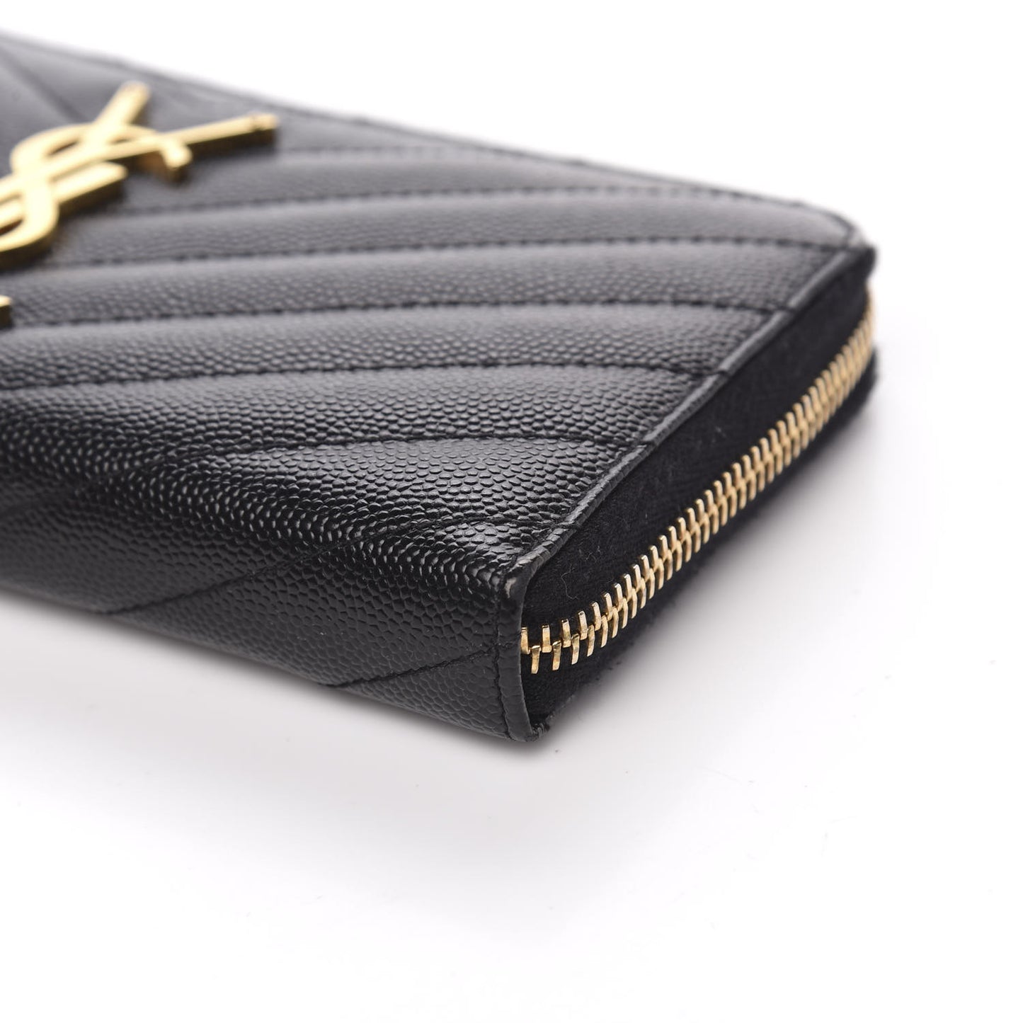 Grain De Poudre Matelasse Chevron Monogram Zip Around Wallet Black