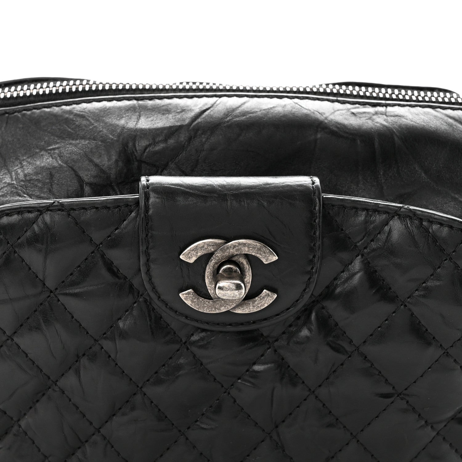 Chanel Crumpled Calfskin Quilted Casual Rock Waist Bag Fanny Pack Black 8 of 10