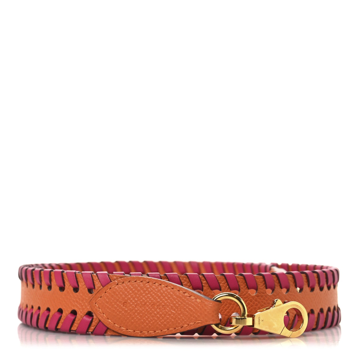 Hermes Epsom 25mm Tressage Shoulder Strap Orange Rose Mexico 1 of 5