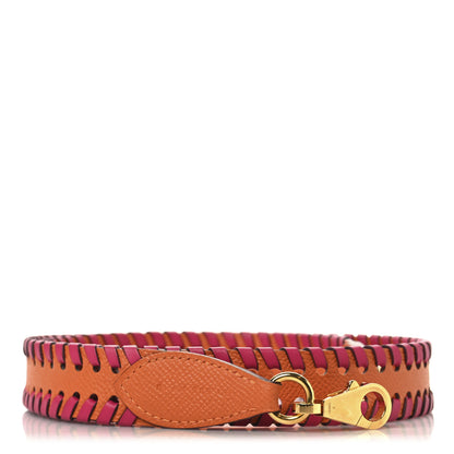 Hermes Epsom 25mm Tressage Shoulder Strap Orange Rose Mexico 1 of 5