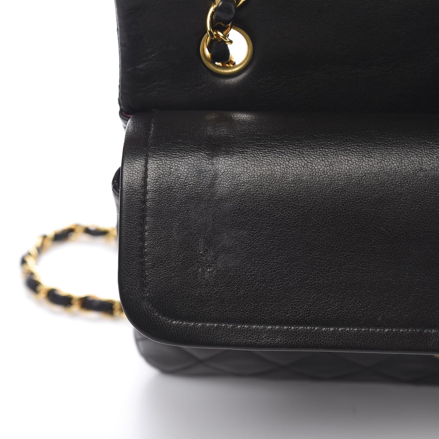 Lambskin Quilted Medium Double Flap Black