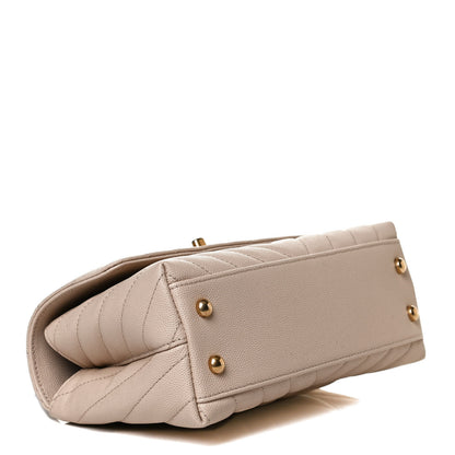 Chanel Caviar Lizard Chevron Quilted Mini Coco Handle Flap Ivory 3 of 13