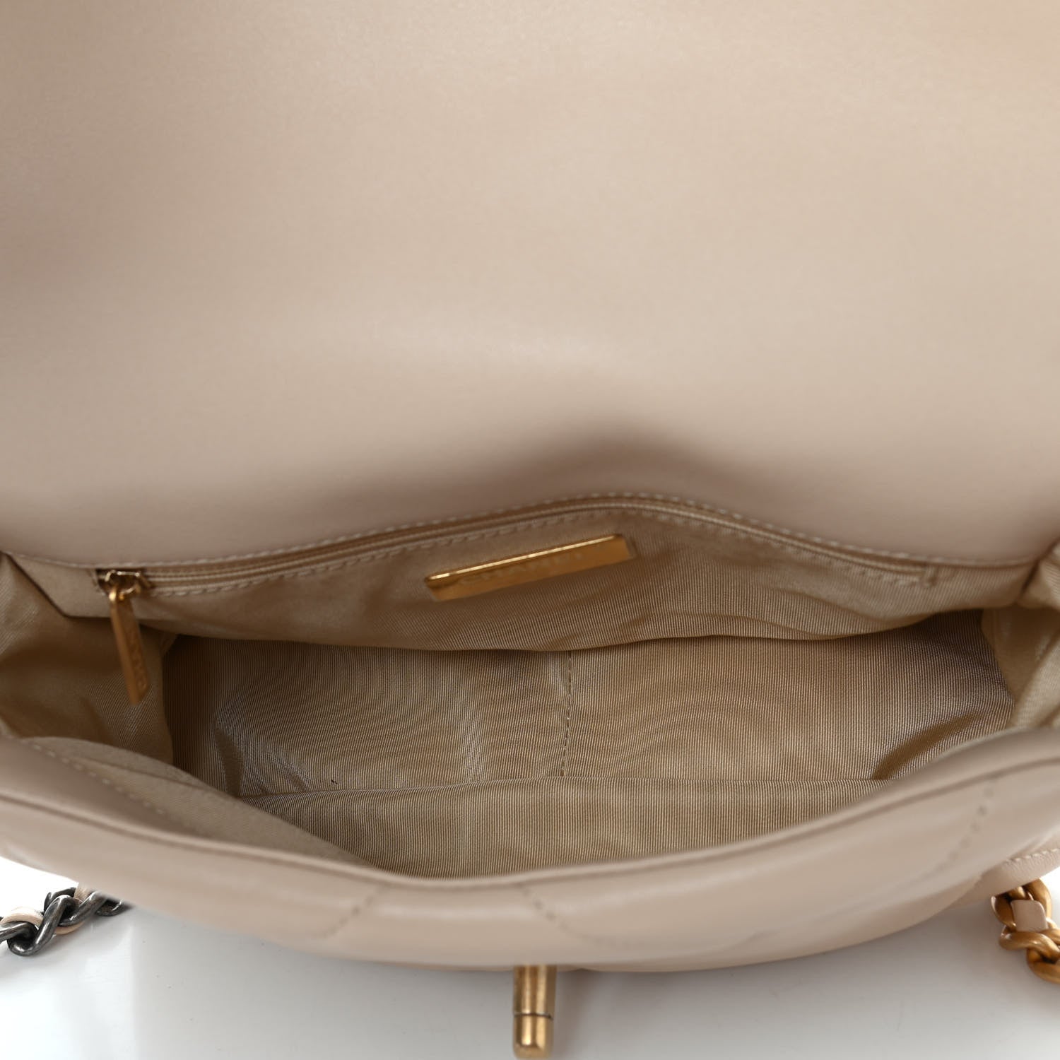 Chanel Goatskin Quilted Medium Chanel 19 Flap Beige 4 of 4