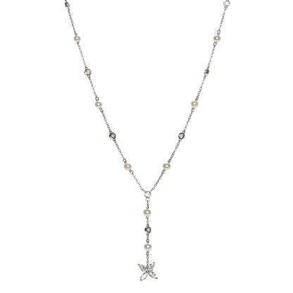 Tiffany Platinum Pearl Diamond Victoria Drop Necklace 1 of 6