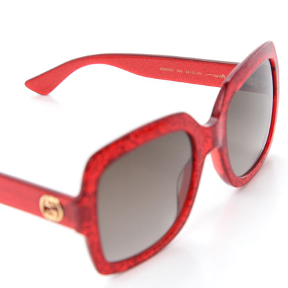 Gucci Square Frame GG 0036S Sunglasses Glitter Red 6 of 8