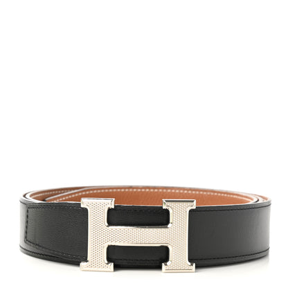 Hermes Box Togo 32mm Guilloche H Belt 110 Black Gold 1 of 3