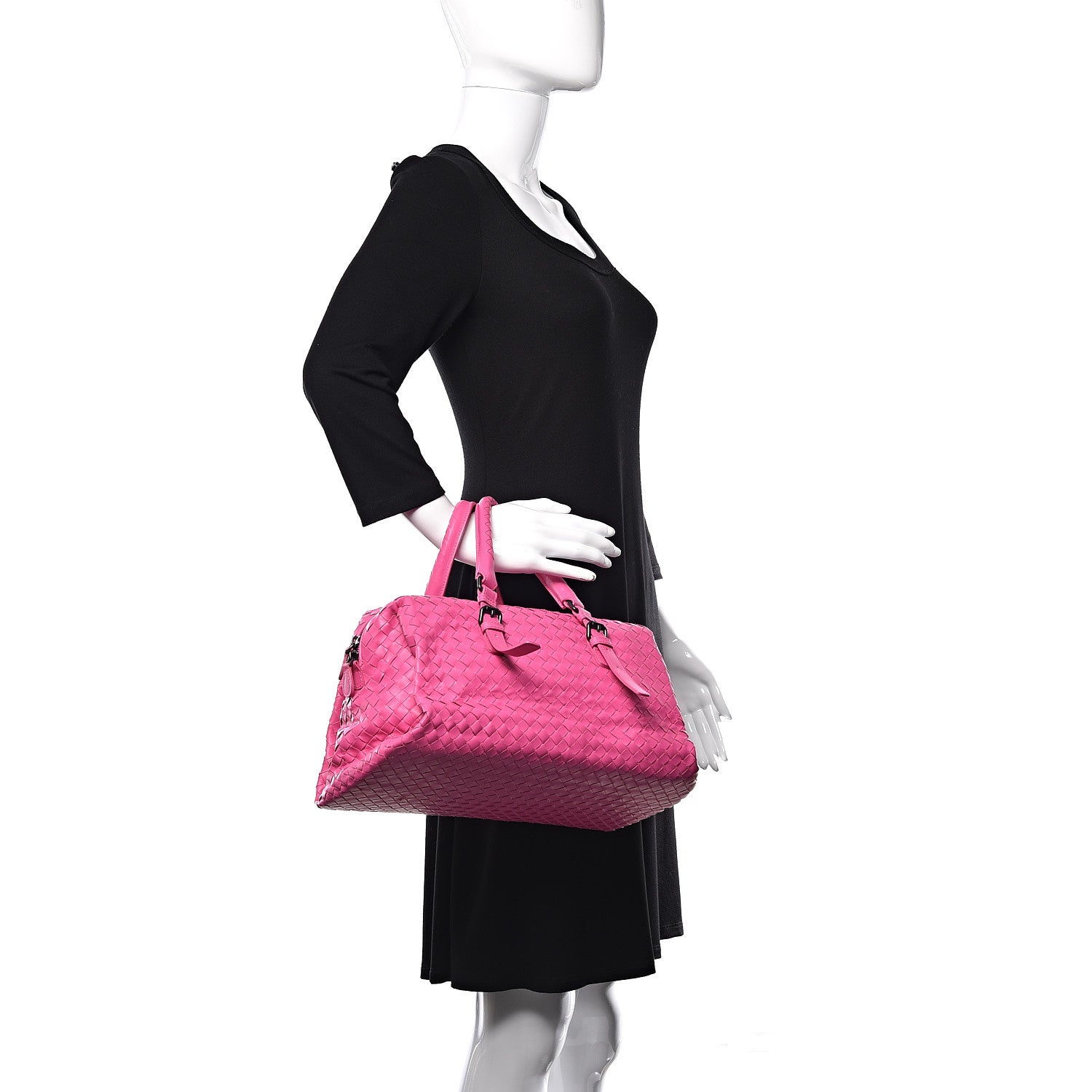 Bottega Veneta Nappa Intrecciato Boston Rosa Shock 2 of 13