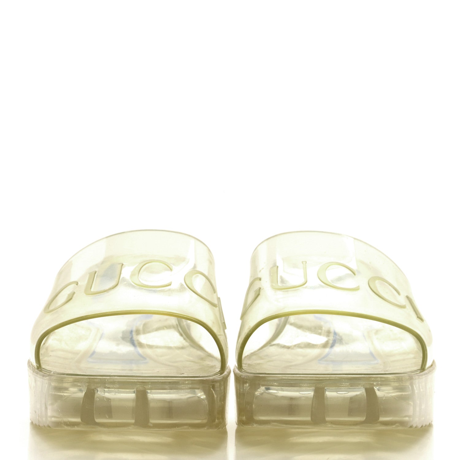 Gucci Rubber Gucci Logo Womens Platform 20/60mm Slide Sandals 38 Transparent 2 of 8