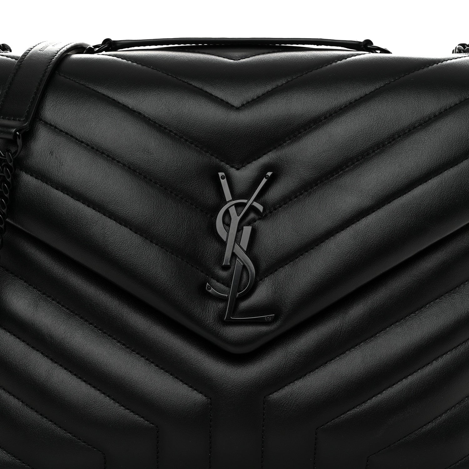 Saint Laurent Calfskin Y Quilted Monogram Monochrome Medium Loulou Chain Satchel Black 8 of 11