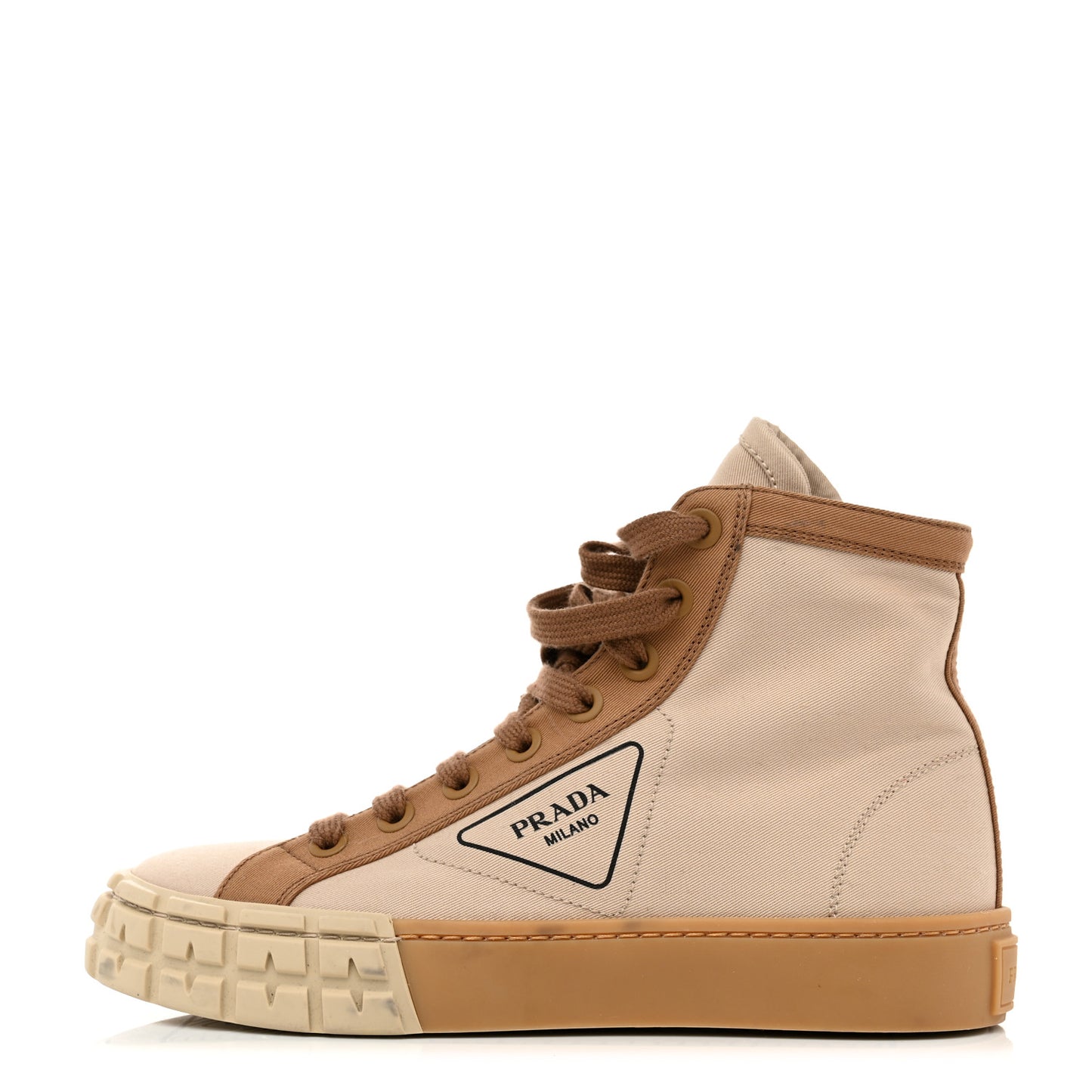 Gabardine Triangle Logo Bi-Color Wheel High Top 35mm Sneakers 38 Corda Kaki