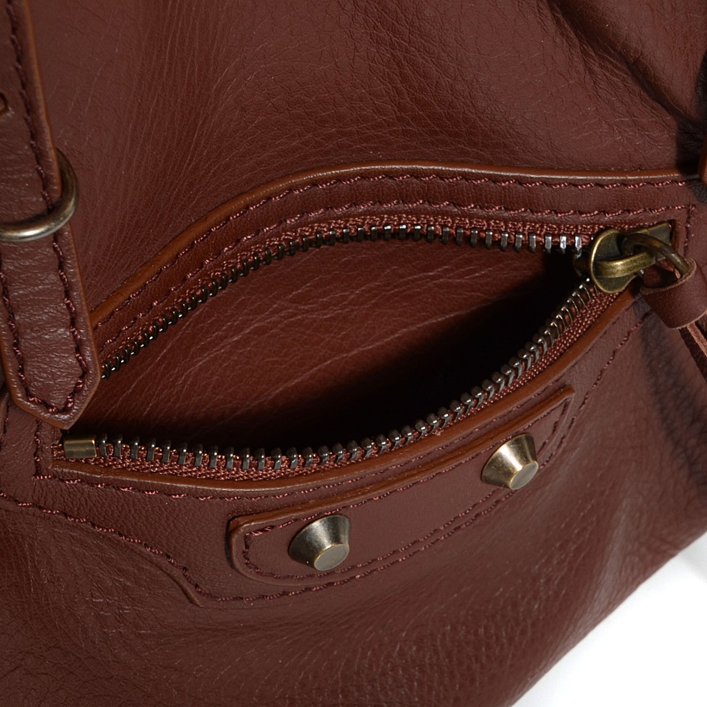 Veau Leather Papier A4 Tote Castagna