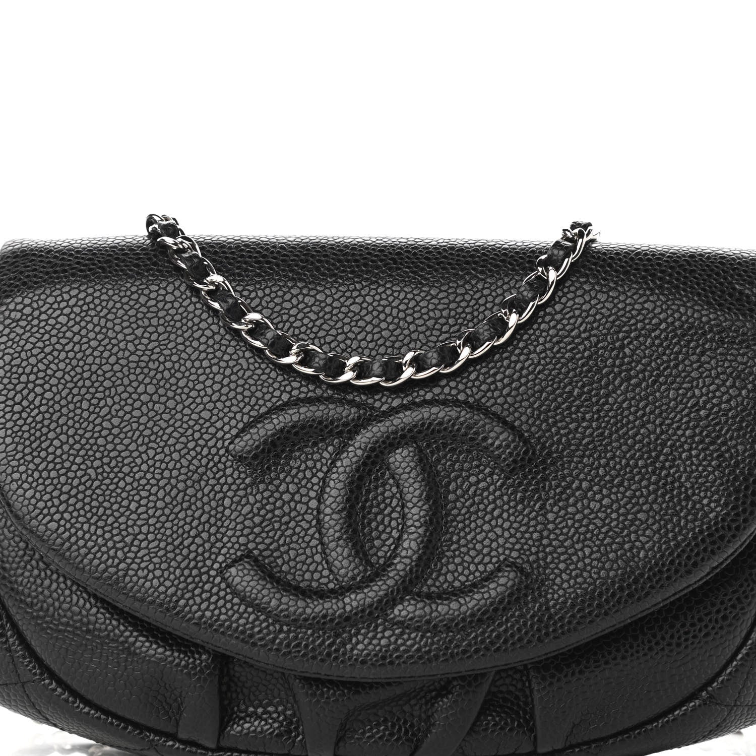 Chanel Caviar Half Moon Wallet On Chain WOC Black 18 of 22
