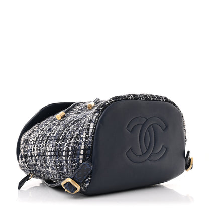 Chanel Tweed Snakeskin Quilted Filigree Backpack Dark Navy 4 of 10