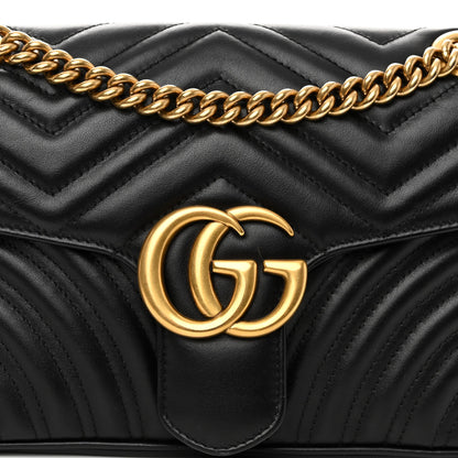 Gucci Calfskin Matelasse Small GG Marmont Shoulder Bag Black 7 of 10