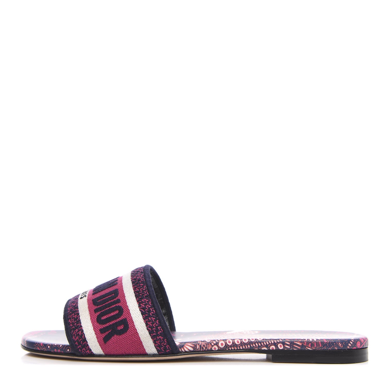 Christian Dior Canvas Embroidered Animals Dway Mules Slide Sandals 37 Deep Blue Fuchsia 1 of 8