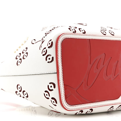 Christian Louboutin Calfskin Loubinthesky Large Perforated Cabarock Spikes Tote Snow 8 of 9