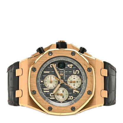 Audemars Piguet 18K Rose Gold Alligator 42mm Royal Oak Offshore Chronograph Automatic Watch Grey 26470OR.OO.A125CR.01 2 of 5
