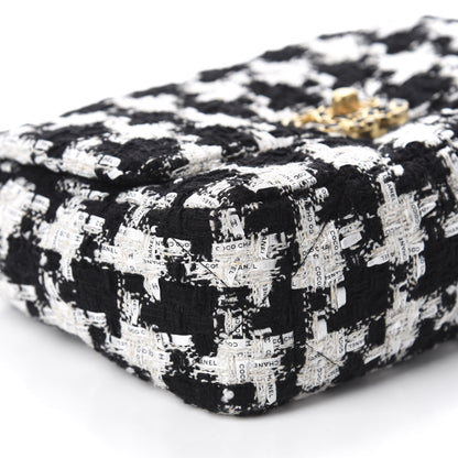 Chanel Tweed Quilted Medium 19 Flap Black Ecru White 6 of 11