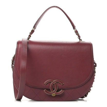 Chanel Shiny Calfskin Goatskin Quilted Medium Coco Curve Messenger Flap Burgundy 1 of 16