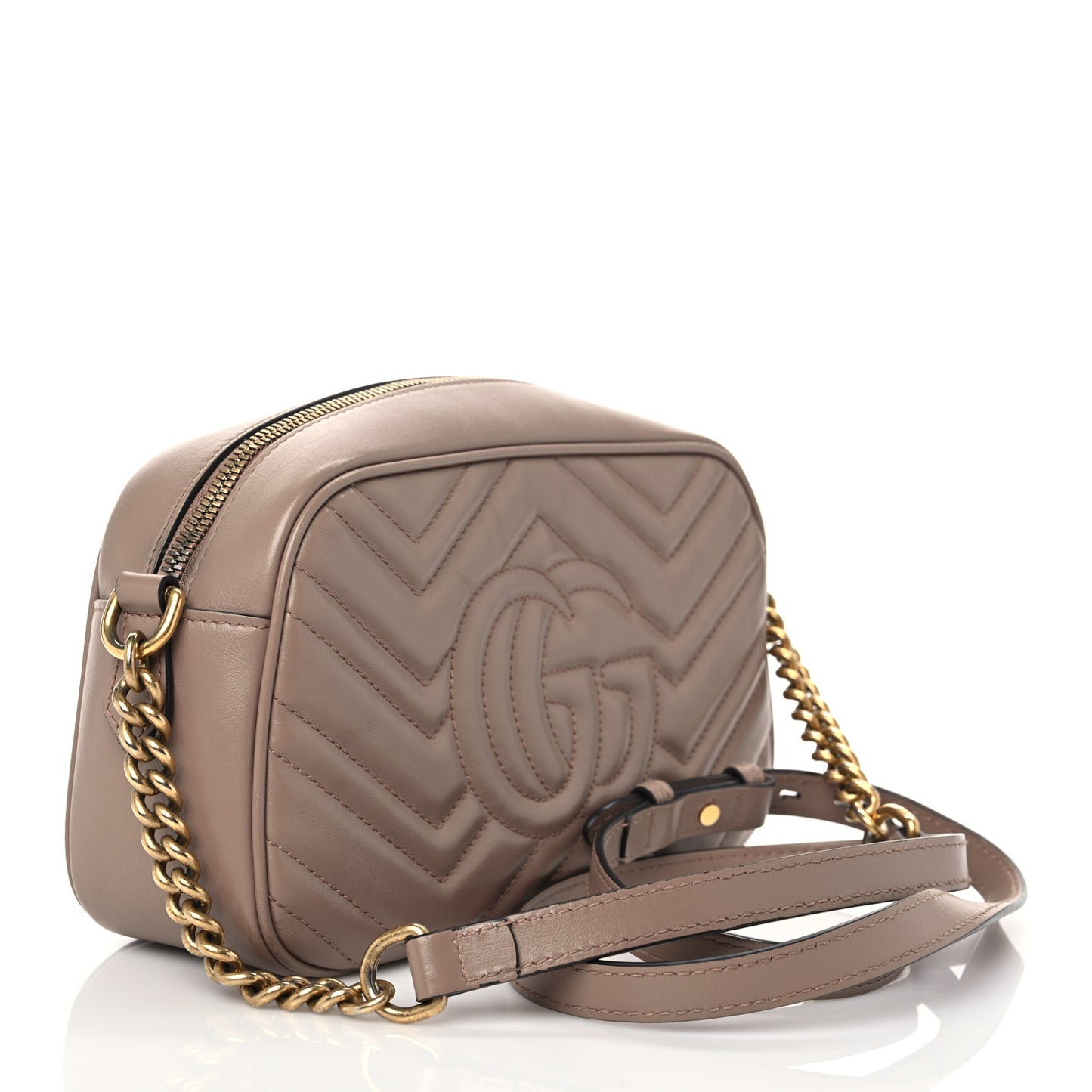 Calfskin Matelasse Small GG Marmont Chain Shoulder Bag Porcelain Rose