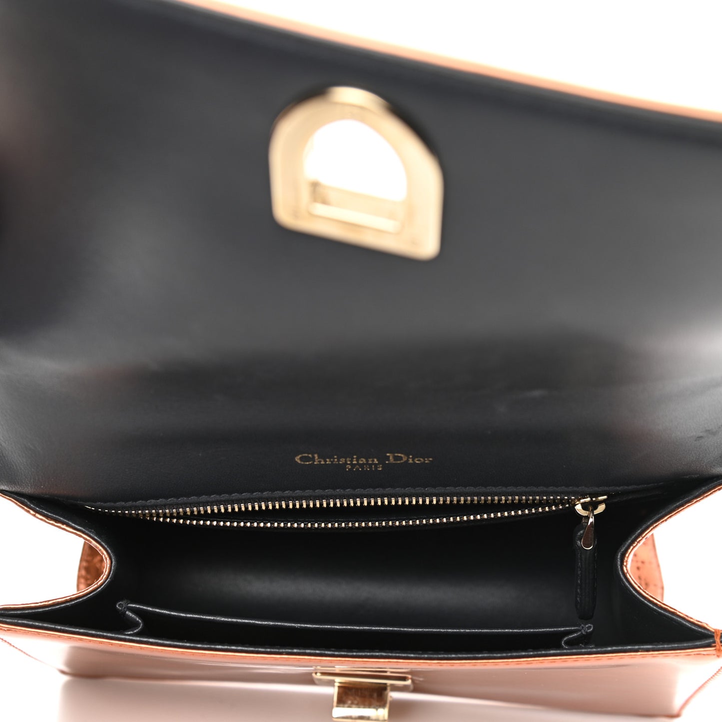 Metallic Patent Micro-Cannage Small Diorama Flap Bag Orange