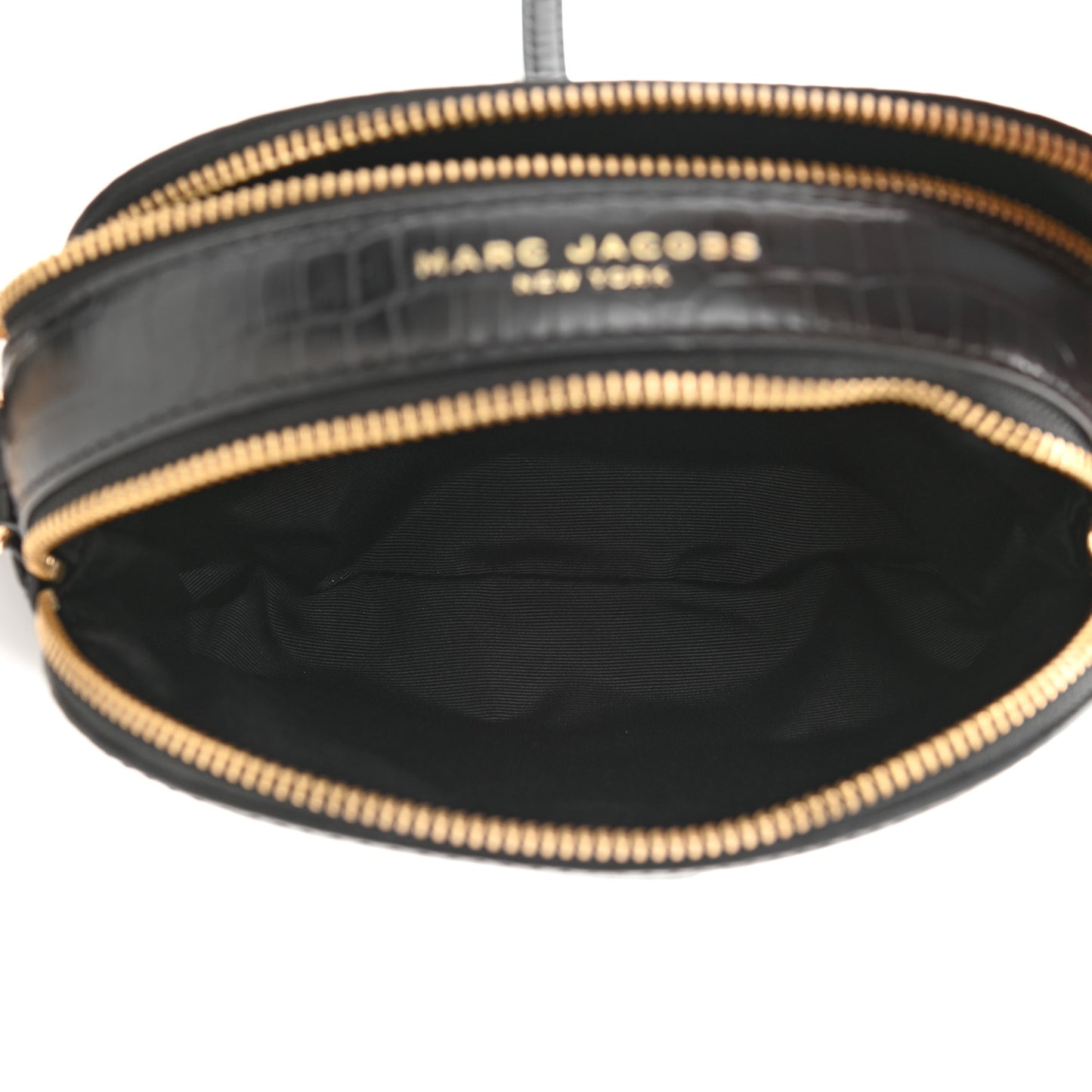 Calfskin Crocodile Embossed Shutter Camera Crossbody Bag Black