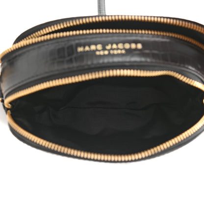 Marc Jacobs Calfskin Crocodile Embossed Shutter Camera Crossbody Bag Black 5 of 11