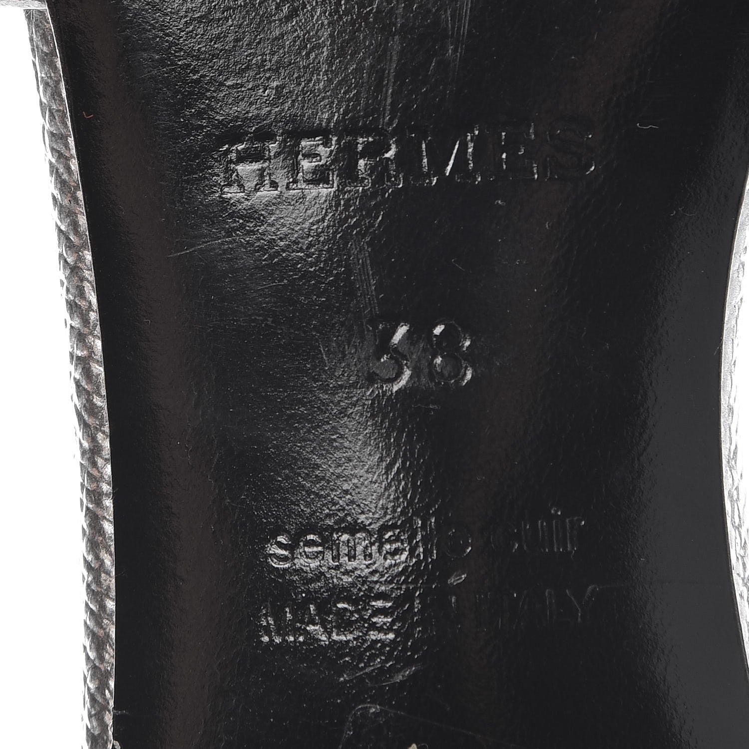 Hermes Metallic Epsom Oasis Sandals 38 Argent 6 of 8