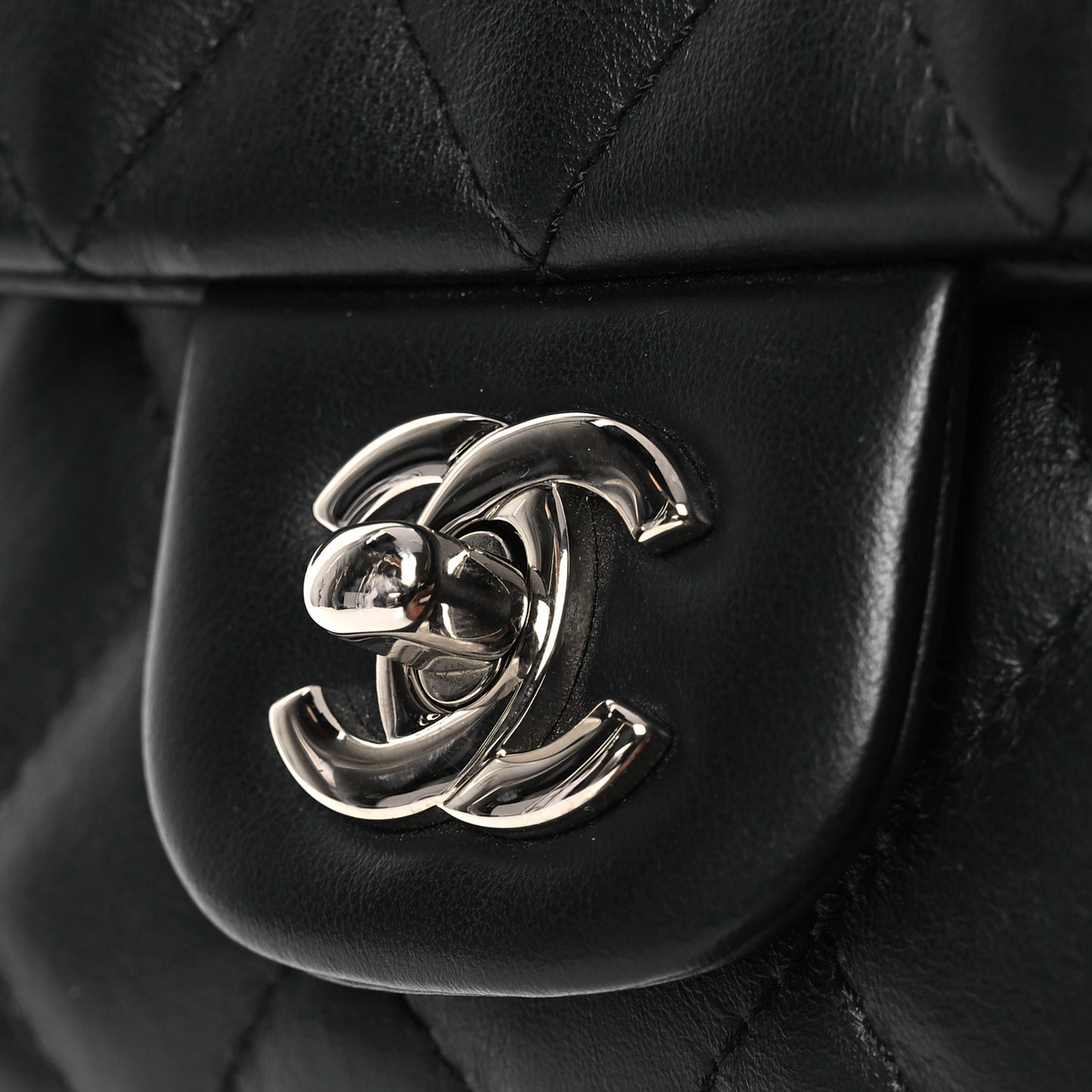 Calfskin Quilted CC Uniform Flap Belt Bag Black