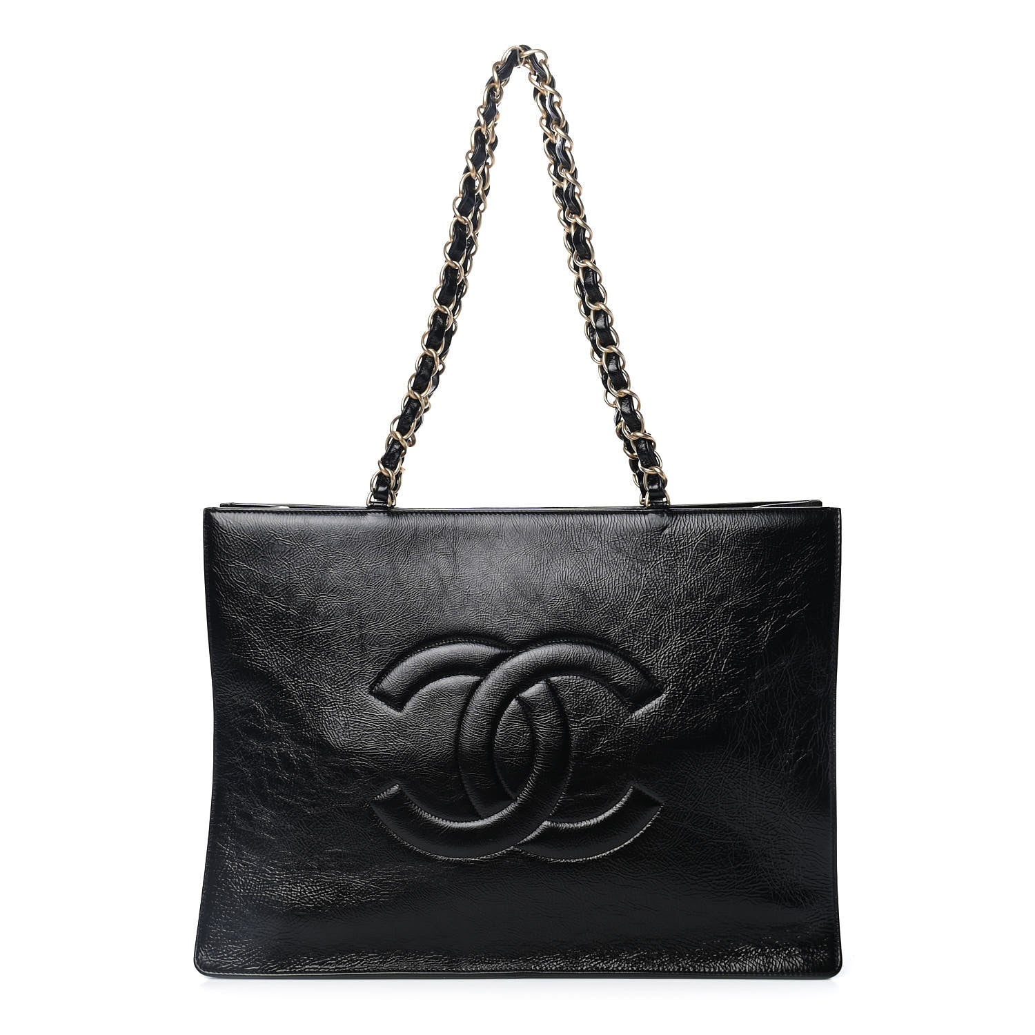 Chanel Glazed Aged Calfskin CC Tote Black 1 of 4