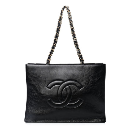 Chanel Glazed Aged Calfskin CC Tote Black 1 of 4