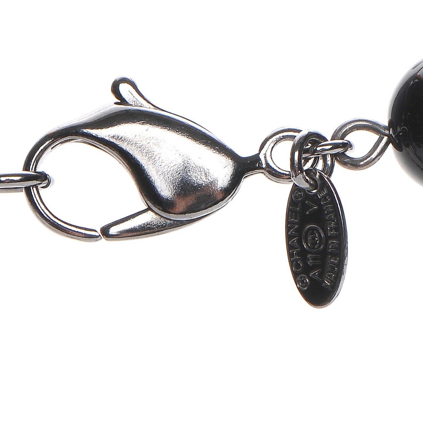 Ruthenium Beaded CC Long Necklace Black