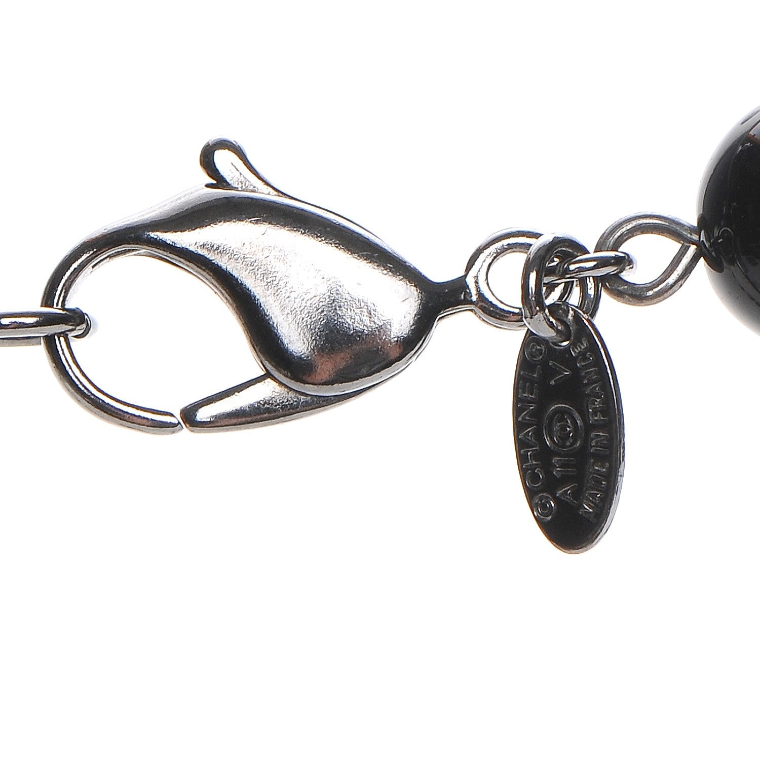 Chanel Ruthenium Beaded CC Long Necklace Black 5 of 6