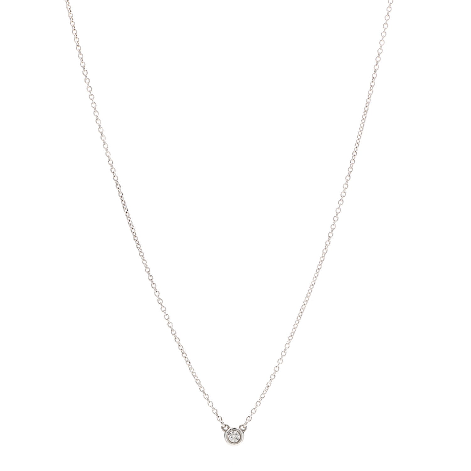 Tiffany Sterling Silver Diamond .09ct Elsa Peretti Diamonds by the Yard Pendant Necklace 1 of 7