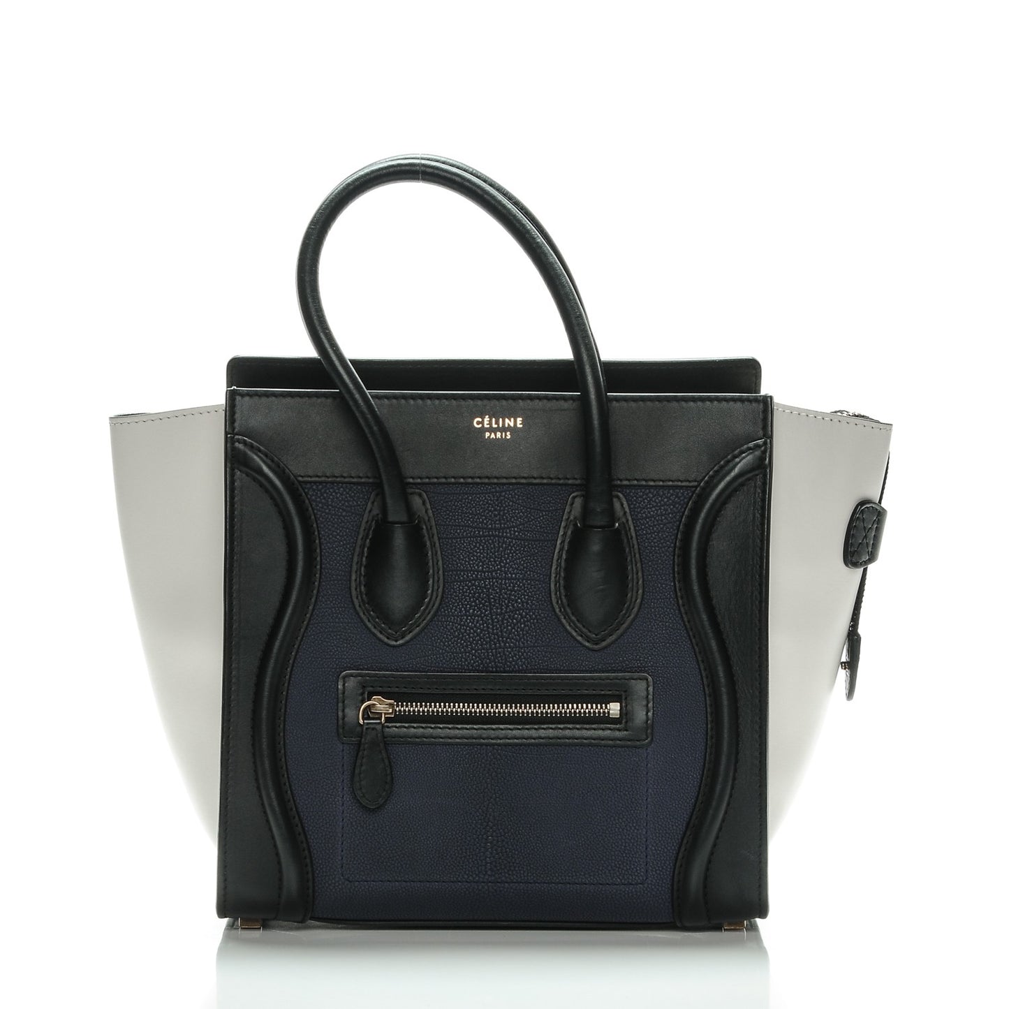 Textured Calfskin Micro Tri-Color Luggage Navy Blue