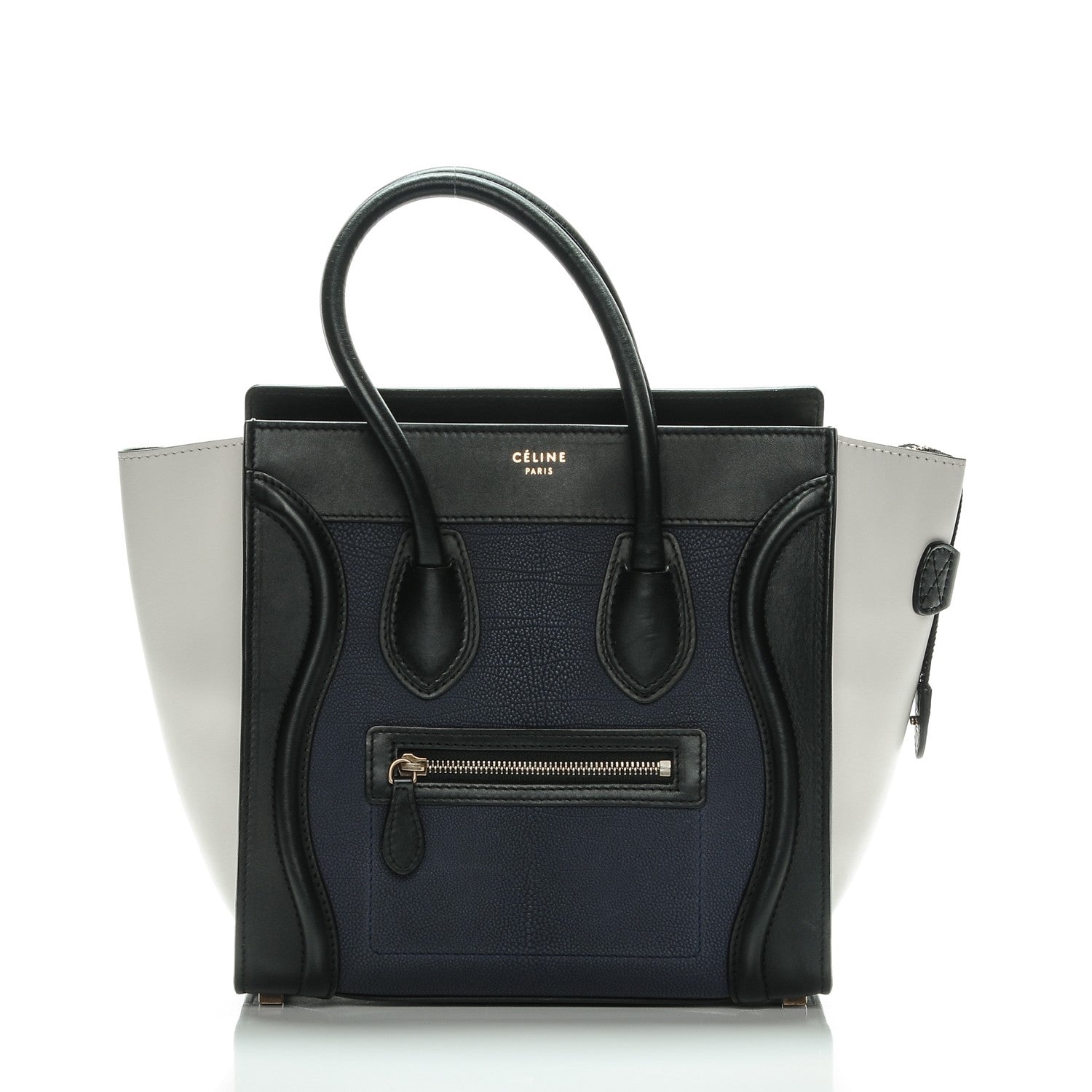 Celine Textured Calfskin Micro Tri-Color Luggage Navy Blue 3 of 8