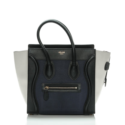 Celine Textured Calfskin Micro Tri-Color Luggage Navy Blue 3 of 8