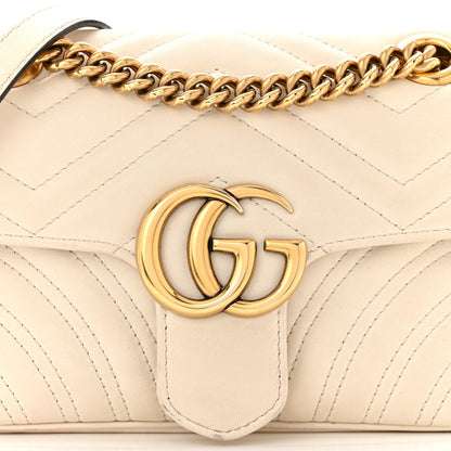 Gucci Calfskin Matelasse Mini GG Marmont Shoulder Bag White 8 of 10