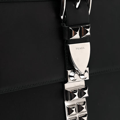 Prada Saffiano City Calfskin Studded Elektra Shoulder Bag Black Fuoco 10 of 12