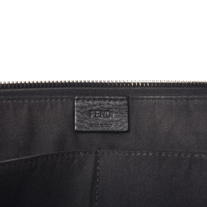 Fendi Calfskin Ayers Crocodile Monster Eyes Zip Around Pouch Black 6 of 7