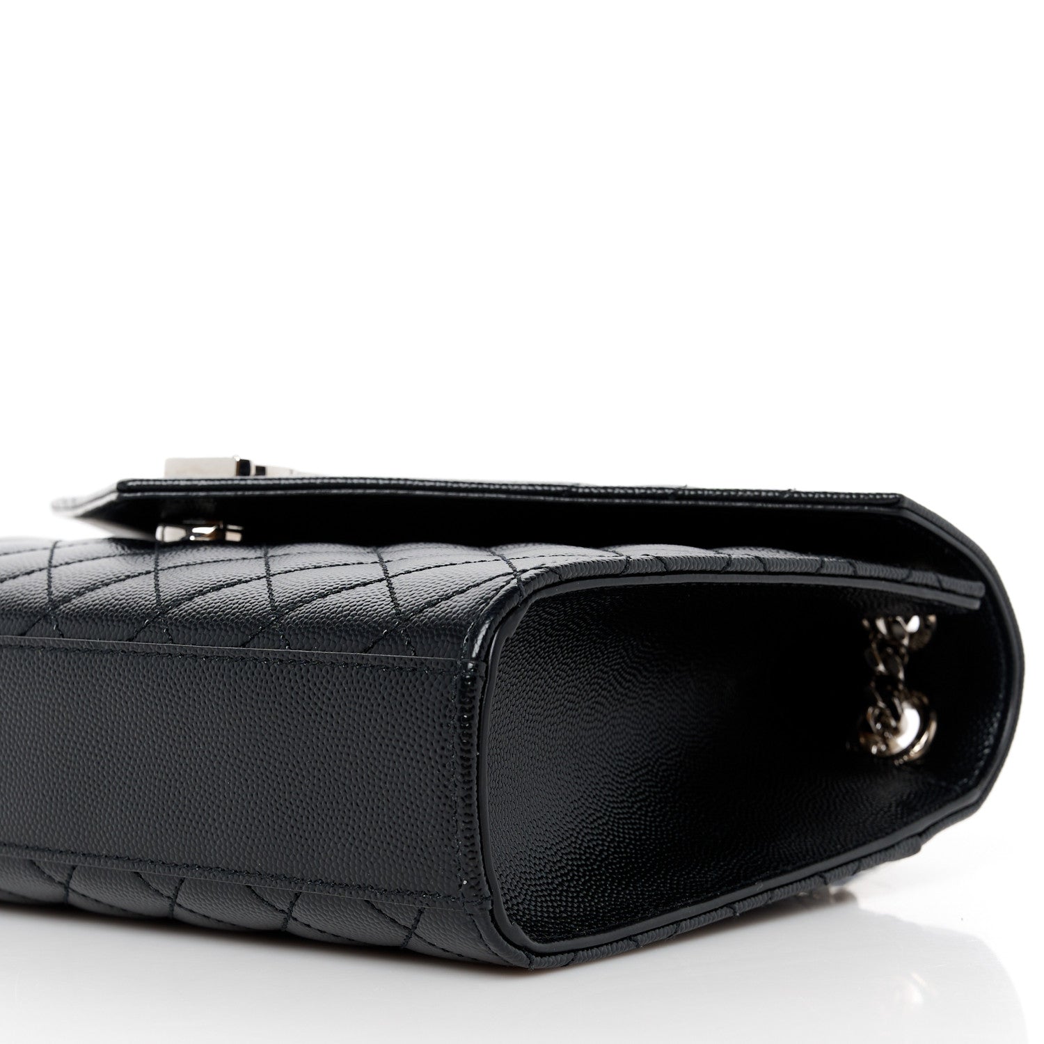 Saint Laurent Grain De Poudre Textured Mixed Matelasse Triquilt Medium Monogram Satchel Black 11 of 12