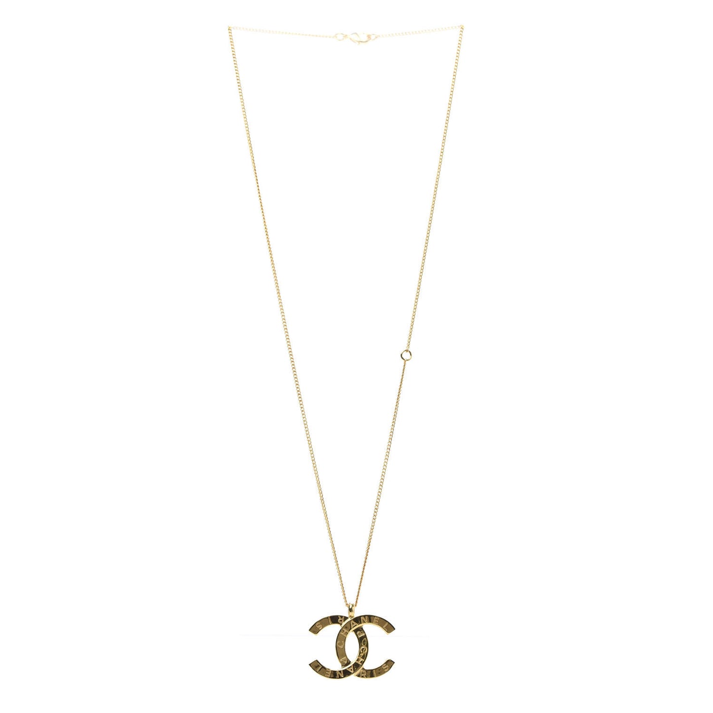 Metal CC Paris Button Necklace Gold