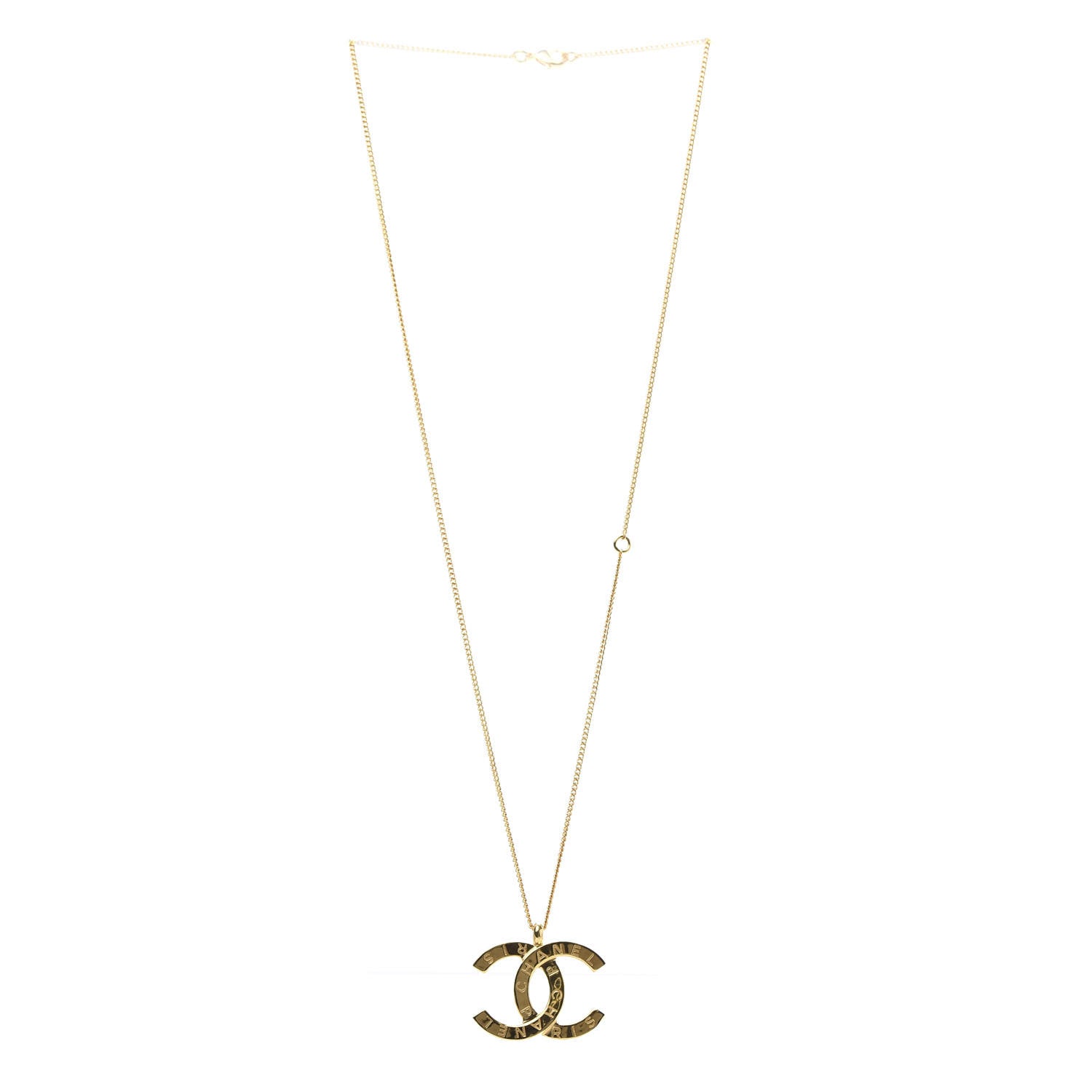 Chanel Metal CC Paris Button Necklace Gold 3 of 6