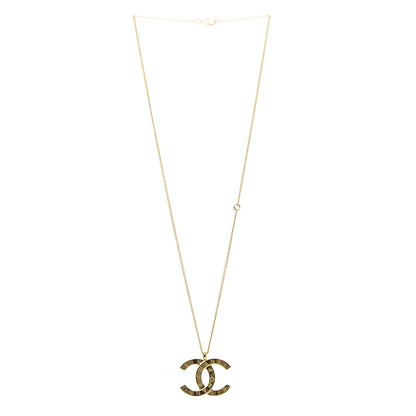 Chanel Metal CC Paris Button Necklace Gold 3 of 6